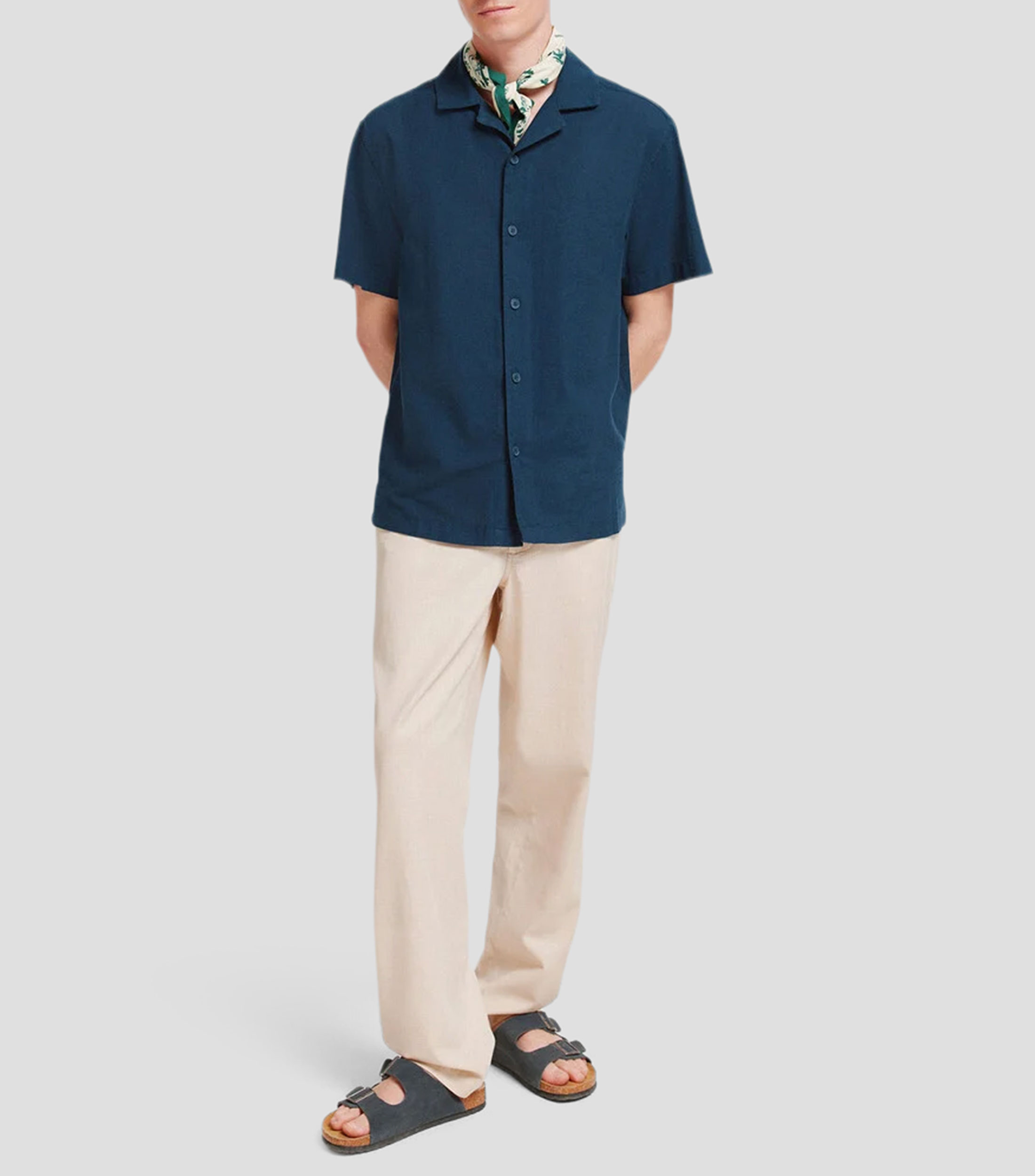 Camisa lisa manga corta Hombre